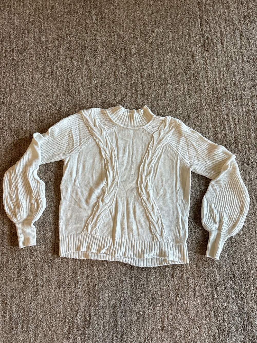 Express Cream Balloon Sleeve Mockneck Sweater